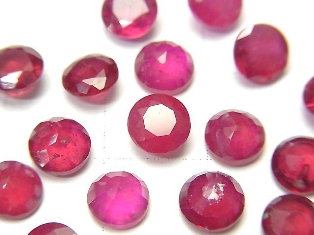 [Video]Ruby AA++ Loose stone Round Faceted 6x6mm 3pcs