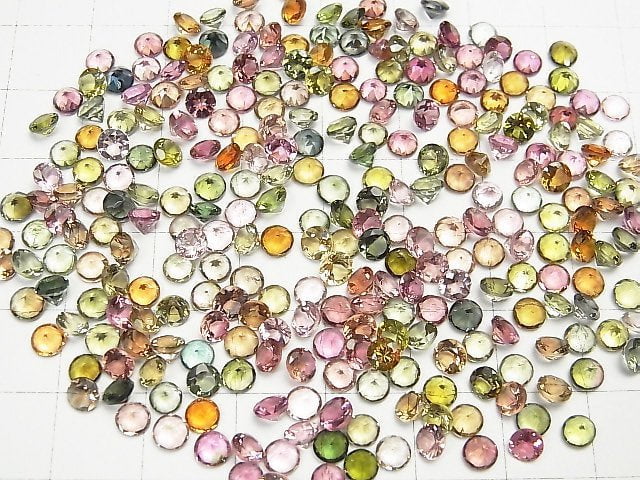 [Video]High Quality Multicolor Tourmaline AAA Loose stone Round Faceted 4x4mm 10pcs