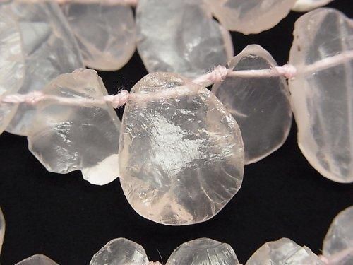 [Video] Madagascar Rose Quartz AAA Rough Rock Nugget Top Side Drilled Hole 1-strand beads (approx. 15 inches/38 cm)
