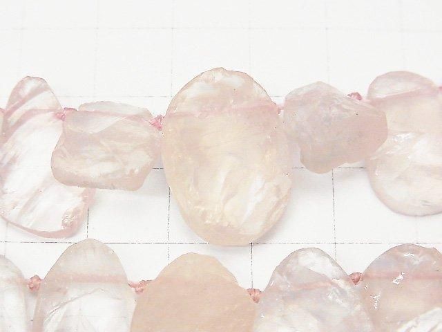 [Video] Madagascar Rose Quartz AAA Rough Rock Nugget Top Side Drilled Hole 1-strand beads (approx. 15 inches/38 cm)