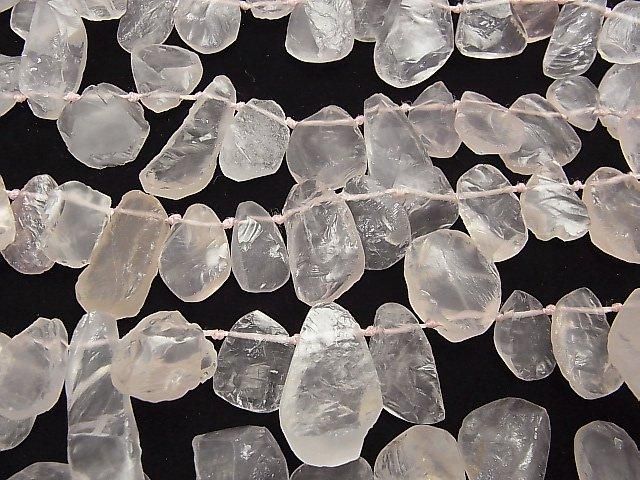 [Video] Madagascar Rose Quartz AAA Rough Rock Nugget Top Side Drilled Hole 1-strand beads (approx. 15 inches/38 cm)