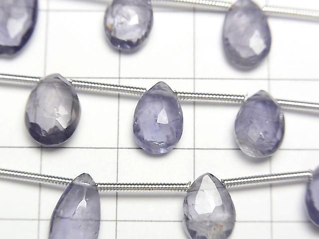 [Video] High Quality Iolite AA++ Pear Shape Faceted Briolette [Light Color] 1 Strand Beads (approx. 6 inches/15 cm)