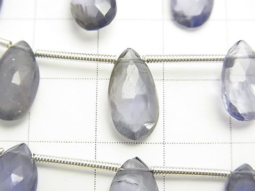 1strand $19.99! High Quality Iolite AA ++ Pear shape Faceted Briolette [Light Color] 1strand beads (aprx.6inch / 15cm)