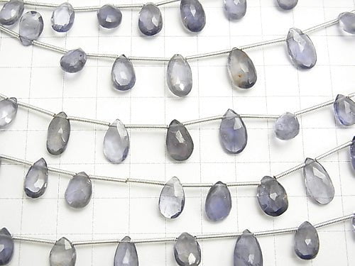 1strand $19.99! High Quality Iolite AA ++ Pear shape Faceted Briolette [Light Color] 1strand beads (aprx.6inch / 15cm)