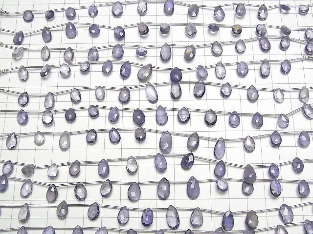 [Video] High Quality Iolite AA++ Pear Shape Faceted Briolette [Light Color] 1 Strand Beads (approx. 6 inches/15 cm)