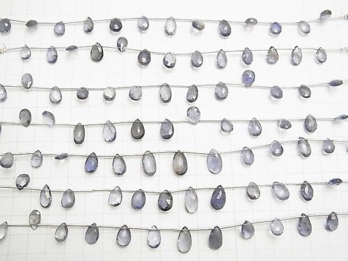 1strand $19.99! High Quality Iolite AA ++ Pear shape Faceted Briolette [Light Color] 1strand beads (aprx.6inch / 15cm)