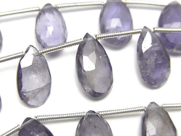[Video]High Quality Iolite AA++ Pear shape Faceted Briolette 1strand beads (aprx.6inch/15cm)