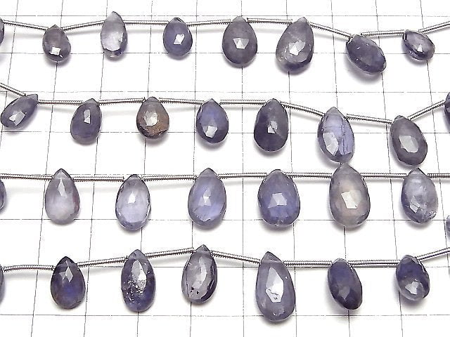 [Video]High Quality Iolite AA++ Pear shape Faceted Briolette 1strand beads (aprx.6inch/15cm)