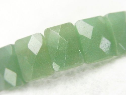 1strand $13.99! Green Aventurine 2 holes Faceted Rectangle 12 x 8 x 6 mm 1strand (Bracelet)