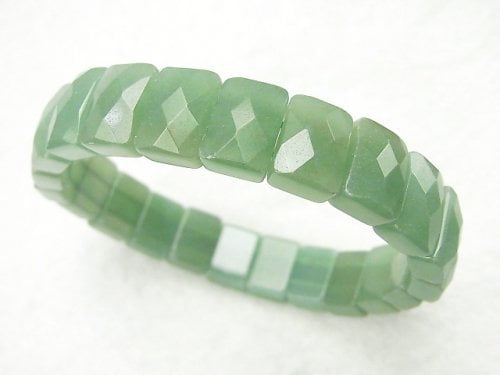 1strand $13.99! Green Aventurine 2 holes Faceted Rectangle 12 x 8 x 6 mm 1strand (Bracelet)