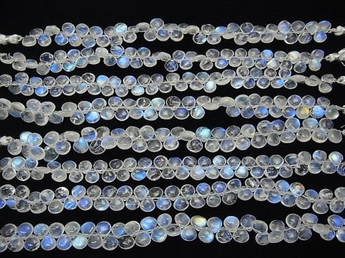 [Video] High Quality Rainbow Moonstone AAA Chestnut (Smooth) half or 1strand beads (aprx.7inch / 18cm)