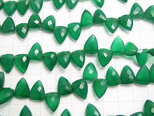 High Quality Green Onyx AAA Transformation Faceted Pear Shape [Dark Color] half or 1strand beads (aprx.7inch / 18 cm)