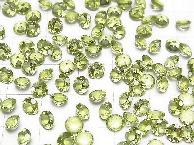 [Video]High Quality Peridot AAA Loose stone Round Faceted 5x5mm 5pcs