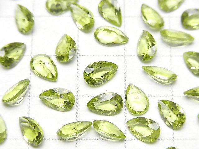 High Quality Peridot AAA Undrilled Pear shape Faceted 8x5mm 5pcs