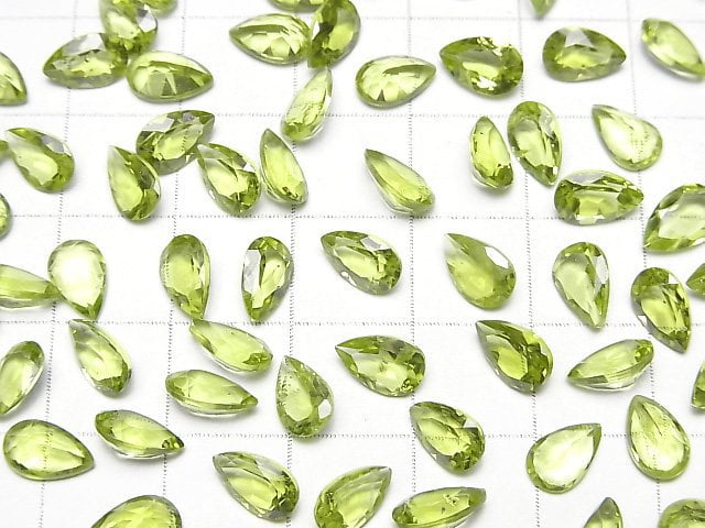 High Quality Peridot AAA Undrilled Pear shape Faceted 8x5mm 5pcs