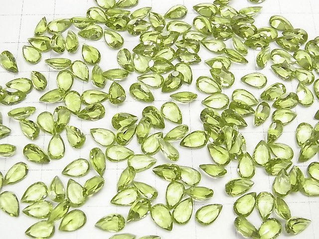 High Quality Peridot AAA Undrilled Pear shape Faceted 8x5mm 5pcs