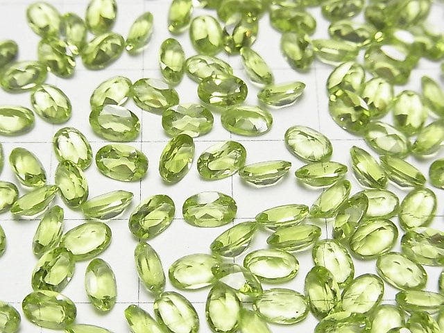 [Video]High Quality Peridot AAA Loose stone Oval Faceted 6x4mm 5pcs