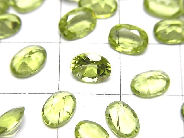 [Video]High Quality Peridot AAA Loose stone Oval Faceted 7x5mm 4pcs