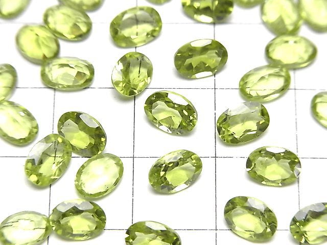 [Video]High Quality Peridot AAA Loose stone Oval Faceted 7x5mm 4pcs