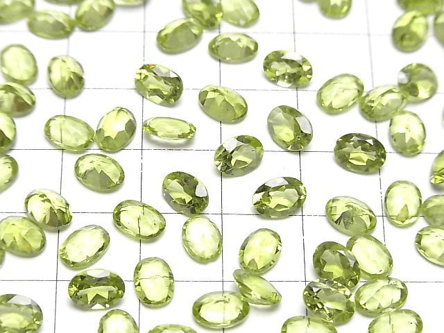 [Video]High Quality Peridot AAA Loose stone Oval Faceted 7x5mm 4pcs