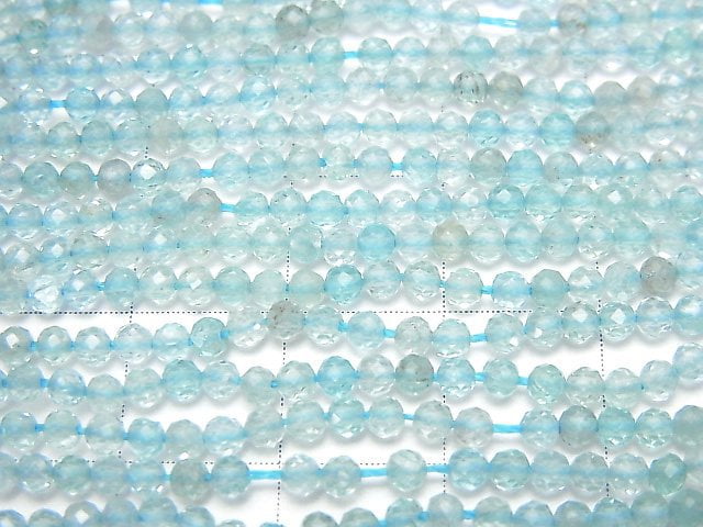 [Video]High Quality Blue Apatite AAA - Faceted Button Roundel 2.5 x 2.5 x 2 mm 1 strand beads (aprx.15 inch / 38 cm)