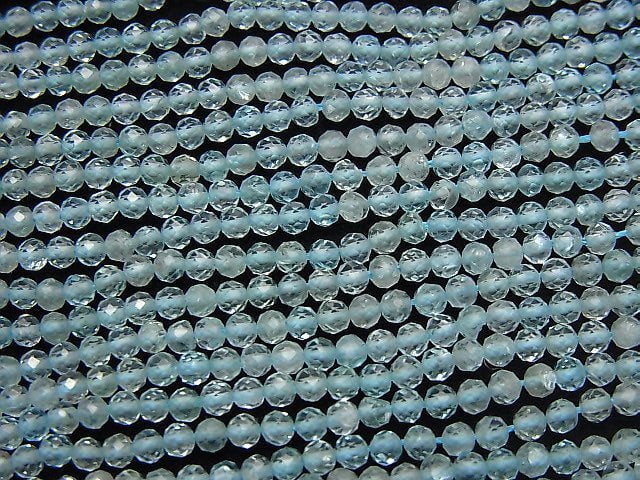 [Video]High Quality Blue Apatite AAA - Faceted Button Roundel 2.5 x 2.5 x 2 mm 1 strand beads (aprx.15 inch / 38 cm)