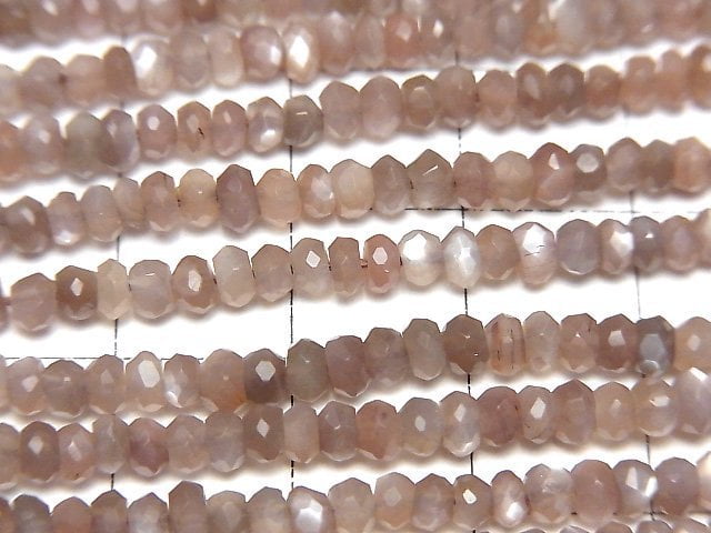 [Video]High Quality Brown Moonstone AAA Faceted Button Rondelle 1strand beads (aprx.13inch/31cm)