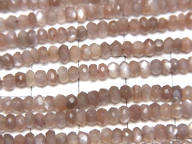 [Video]High Quality Brown Moonstone AAA Faceted Button Roundel 1strand beads (aprx.13inch/31cm)