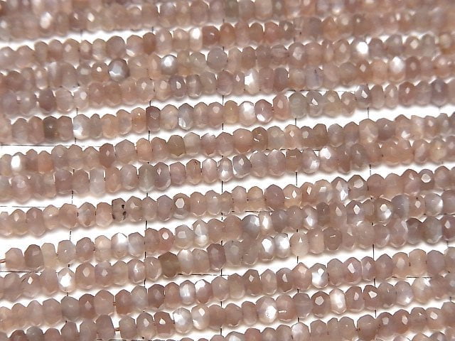 [Video]High Quality Brown Moonstone AAA Faceted Button Rondelle 1strand beads (aprx.13inch/31cm)