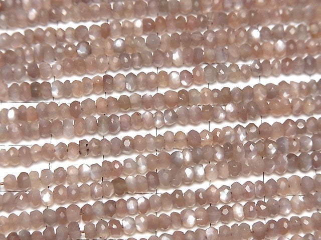 [Video]High Quality Brown Moonstone AAA Faceted Button Roundel 1strand beads (aprx.13inch/31cm)