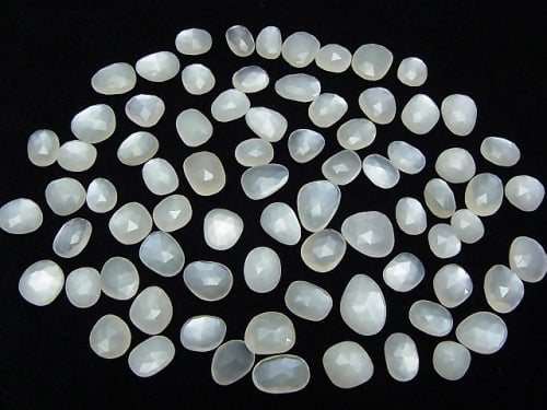 [Video] High Quality White Moonstone AAA Undrilled Free Form Single Sided Rose Cut 5pcs $7.79-!