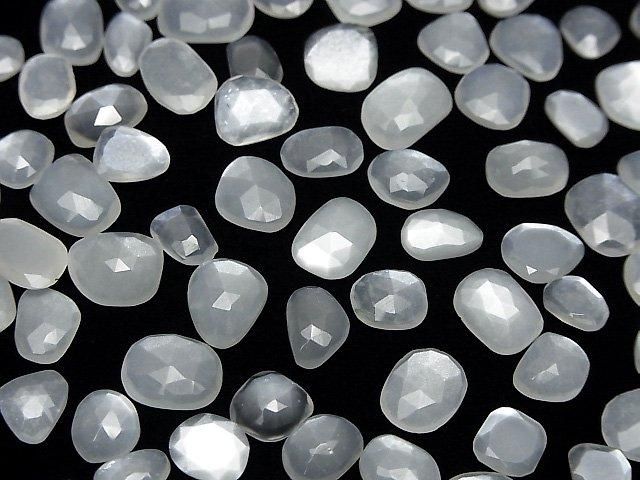 [Video]High Quality White Moonstone AAA Loose stone Freeform Single Sided Rose Cut 5pcs
