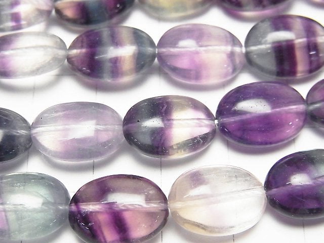 [Video] Mongolian multicolor Fluorite AAA Oval 14x10x6 mm half or 1 strand beads (aprx. 15 inch / 37 cm)