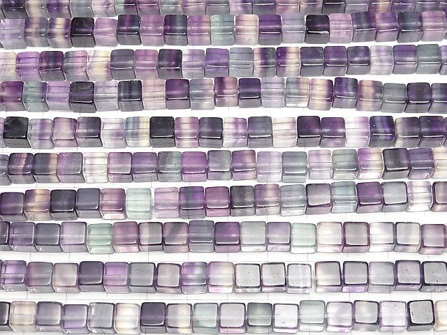 [Video] Mongolian Multi-color Fluorite AAA Cube 6x6x6mm half or 1strand beads (aprx.15inch/37cm)