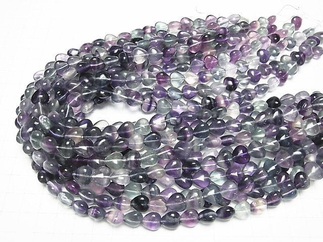 [Video] Multicolor Fluorite AAA Vertical Hole Heart 10x10x6mm half or 1strand beads (aprx.15inch/36cm)