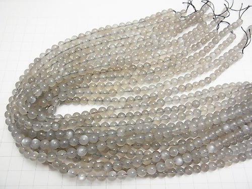 Gray Moonstone AAA Round 6 mm half or 1 strand beads (aprx.15 inch / 38 cm)