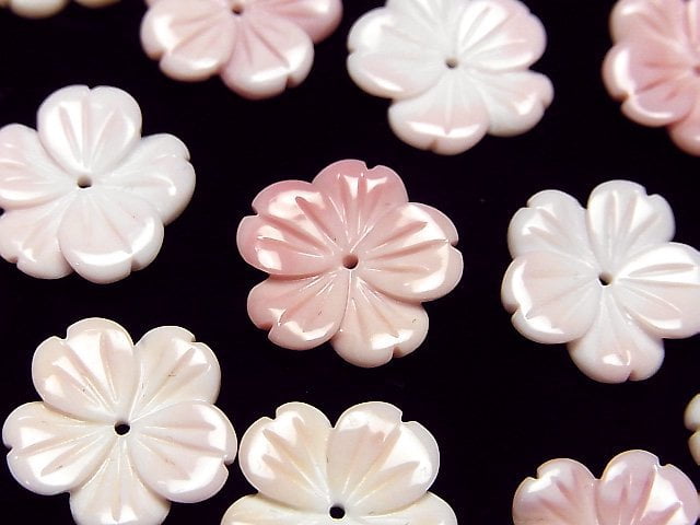 Carving, Flower, Mother of Pearl (Shell Beads) Pearl & Shell Beads