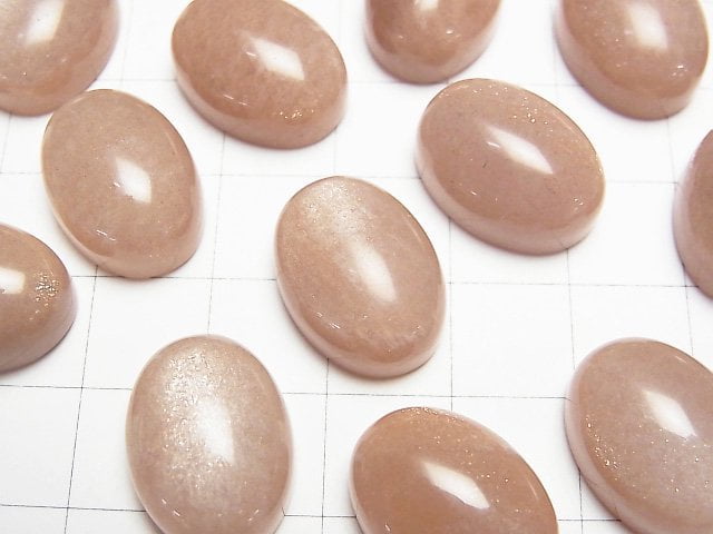 [Video] Peach Moonstone AAA- Oval Cabochon 18x13mm 1pc