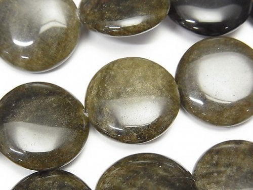 Coin, Obsidian Gemstone Beads