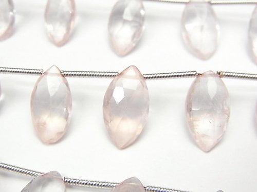 Faceted Briolette, Marquise, Rose Quartz Gemstone Beads