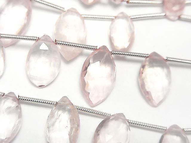 [Video]High Quality Rose Quartz AAA- Marquise Faceted Briolette 1strand beads (aprx.6inch/15cm)