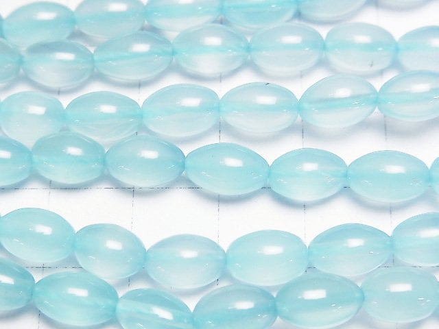 [Video] Sea Blue Chalcedony AAA Rice 9 x 6 x 6 mm half or 1 strand beads (aprx.15 inch / 38 cm)