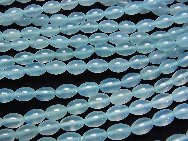 [Video] Sea Blue Chalcedony AAA Rice 9 x 6 x 6 mm half or 1 strand beads (aprx.15 inch / 38 cm)