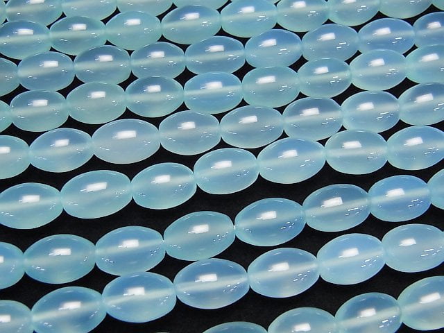 Sea Blue Chalcedony AAA Rice 12 x 8 x 8 mm 1/4 or 1 strand beads (aprx.15 inch / 38 cm)