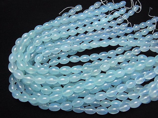 Sea Blue Chalcedony AAA Rice 12 x 8 x 8 mm 1/4 or 1 strand beads (aprx.15 inch / 38 cm)