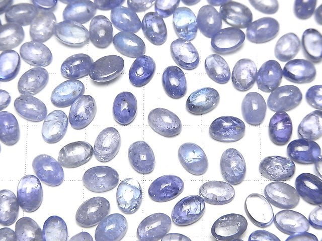 [Video]High Quality Tanzanite AA++ Oval Cabochon 6x4mm 5pcs