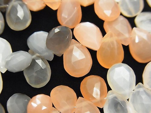 Faceted Briolette, Moonstone, Pear Shape Gemstone Beads