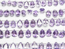 [Video]High Quality Amethyst AAA Pear shape Faceted 10x7mm half or 1strand (18pcs )