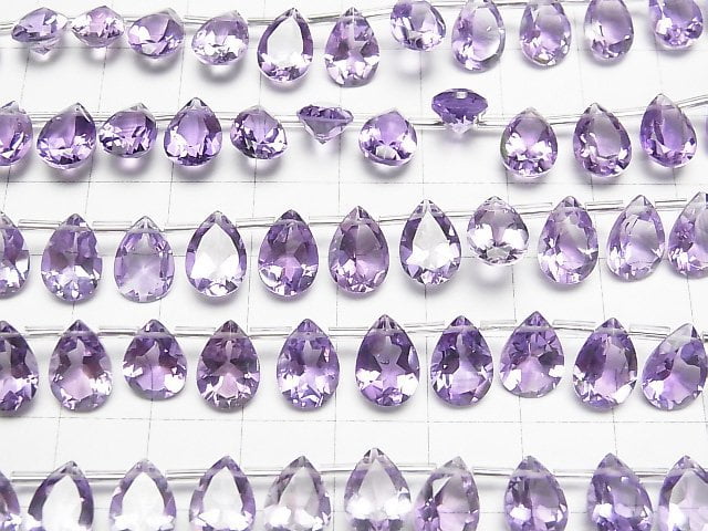 [Video]High Quality Amethyst AAA Pear shape Faceted 10x7mm 1strand (18pcs )