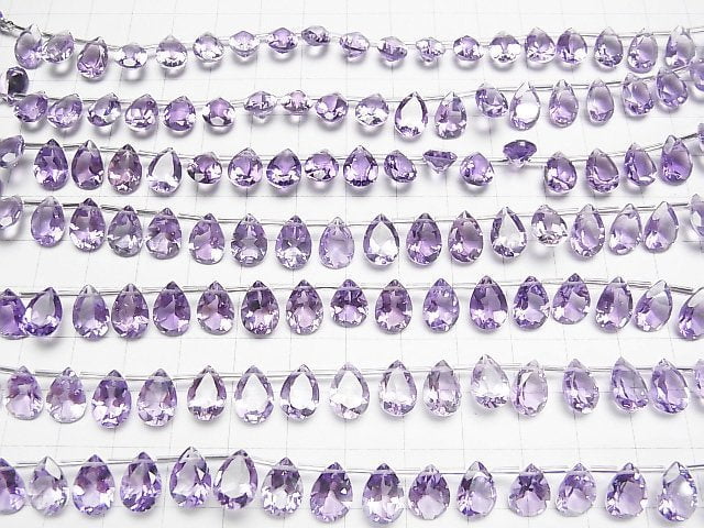 [Video]High Quality Amethyst AAA Pear shape Faceted 10x7mm 1strand (18pcs )